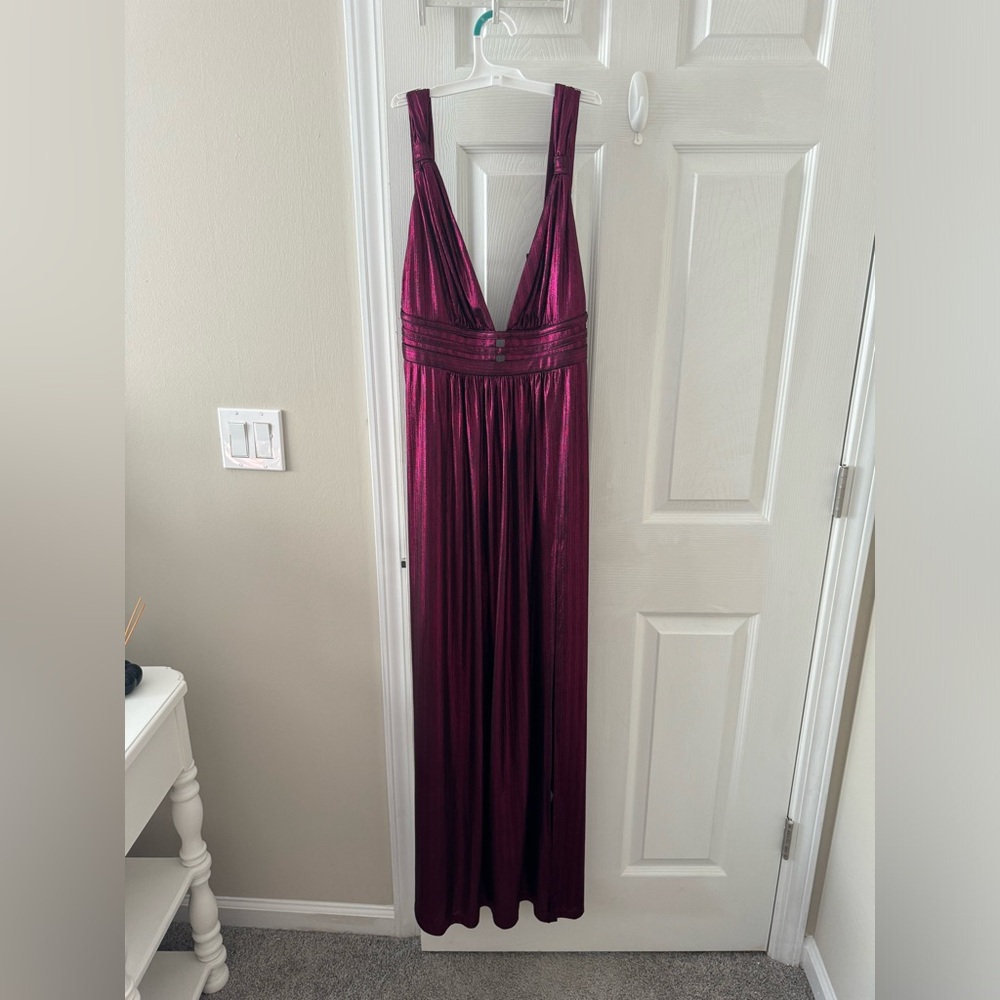 Aqua Metallic Lamé Cutout Gown